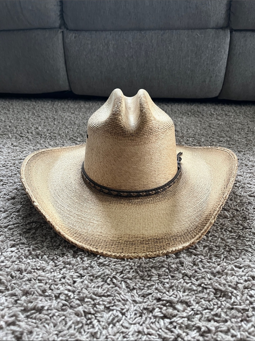Natural Tan Straw Cowboy Hat with Braided Accent